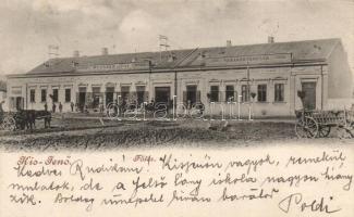 Kisjenő Messzer Lipót kereskedése, takarékpénztár / main square, shops