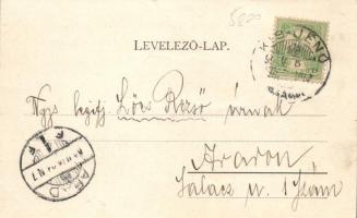 Kisjenő Messzer Lipót kereskedése, takarékpénztár / main square, shops