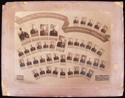 1909-1910 "Magy. Kir. Debreceni csendőrkerület altiszti tanfolyama" tablókép 44, névvel ellátott fotóval, Letzer József debreceni műterméből, 39x50cm