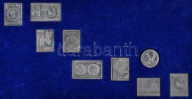 1979-1980. Az Állami Pénzverő által kiadott teljes ezüst bélyegérem gyűjtemény fa dísztokban 8db klf...