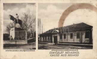 Hidas, Hősök szobra, Községháza (fl)