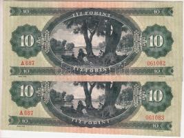 1957. 10Ft (2x) egymást követő sorszámmal! T:I