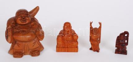 4db fa nevető Buddha, különböző méretben / Laughing Wood Buddhas