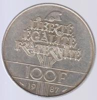 Franciaország 1987. 100Fr Ag "La Fayette" T:2 France 1987. 100 Francs Ag "La Fayette" C:XF