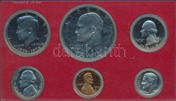 Amerikai Egyesült Államok 1976S. 1c-1$ 6klf db, szettben "Bicentennial" T:PP USA 1976S. 1 cent-1 Dollar united States Proof set (six different) in original case C:PP