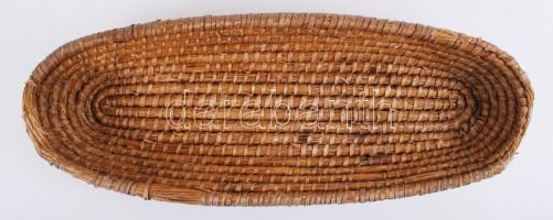 cca 1940 régi kenyér kelesztő szakajtó, gyékényből font, 59x23cm