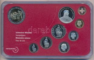 Svájc 2003. 1c-5Fr 8db-os forgalmi sor + 1db emlékérem eredeti plasztik és papírtokban T:PP Csak 4520db! Switzerland 2003. 1 Cent - 5 Francs proof set in original plastic and paper case C:PP Only 4250 examples!