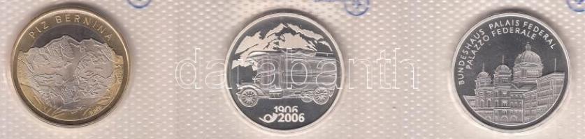 Svájc 2006. 10Fr "Piz Bernina hegy" + 20Fr Ag "1906-os Posta Busz" + 20Fr Ag &qu...
