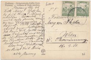 Pozsony Stefánia út, Deák Szálloda és Kávéház / street, hotel, café, tram