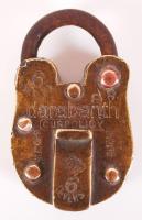 cca 1930 "HONESTY" sárgaréz lakat (kulcs nélkül) /  Vintage brass lock (without key), 7,5x4cm