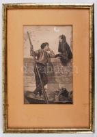 Cca 1880 Életkép. Illusztráció az Ország-Világ c. folyóiratból, üvegezett keretben, 36×26cm