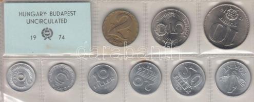 1974. 2f-10Ft 9db klf érmés forgalmi sor fóliatokban T:1