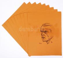 Mcp jelzéssel: 9 db német művész portréja, szén, papír, reprodukció, 33×25 cm