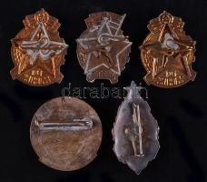 1950-es évek 5db különféle MHK, MHK, LMHK, MHSZ Honvédelemért zománcozott jelvények T:2