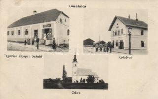 Garesnica, Szántó István kereskedése, vasútállomás / railway station, shop