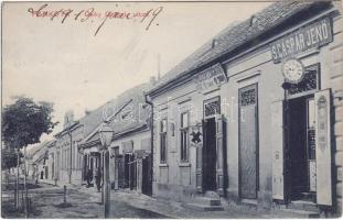 Pankota Csiky Gergely utca, Schweitzer Zsigmond és S. Gáspár Jenő kereskedései / street, shops