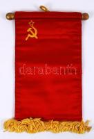 Szovjet, hímzett asztali zászló, 28x15,5cm