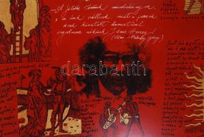 Éri jelzéssel: Hommage á Faludy. Vegyes technika, farost, modern keretben 110×80  cm