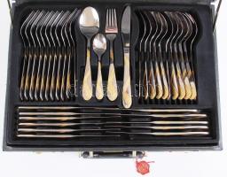 Solingen jelzésű, 12 személyes hiányos evőeszköz készlet, eredeti táskájában, 44×32 cm