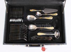 Solingen jelzésű, 12 személyes hiányos evőeszköz készlet, eredeti táskájában, 44×32 cm