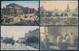 10 db régi városképes lap, köztük egy katonai lap / 10 pieces of old city cards, including one card about soldiers