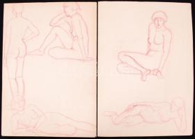 Aktokat és figurákat ábrázoló ceruza rajzok, jelzés nélkül, összesen 8 db, 43×30 cm