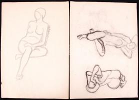 Aktokat és figurákat ábrázoló ceruza rajzok, jelzés nélkül, összesen 8 db, 43×30 cm