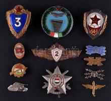 12db klf jelvény és felvarró, osztályos jelvények, munkásőr, repülős jelvény, magyar és külföldi darabokkal T:vegyes