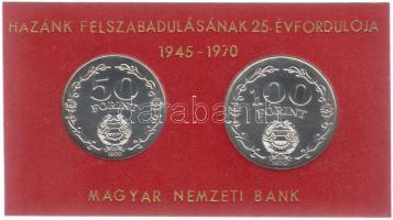 1970. 50Ft Ag + 100Ft "Felszabadulás" pár T:BU Eredeti MNB plasztiktokban(piros)!