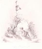 Jelzés nélkül: Kislány és a nyuszi. Ceruza, papír, üvegezett keretben 31×24 cm