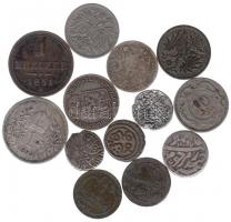 Vegyes 13db-ból álló osztrák-magyar illetve indiai ezüst- és fémpénztétel T:vegyes