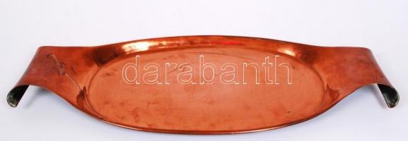 Vörösréz jugendstil teáskanna, tejkiöntő és tálca  / 
Copper set: teakettle, milk jug, tray, 49cm, 1...