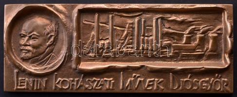 ~1950. "Lenin Kohászati Művek Diósgyőr" Br szögletes plakett (148x58mm) T:2