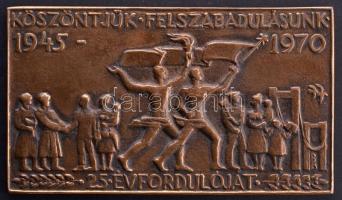 1970. "Köszöntjük Felszabadulásunk 25. Évfordulóját 1945-1970" Br szögletes plakett (123x71mm) T:2
