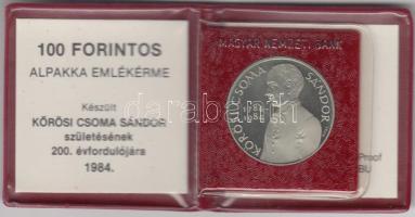 1984. 100Ft "Kőrösi Csoma Sándor" T:PP Eredeti tokban, tanúsítvánnyal!