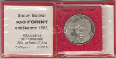 1983. 100Ft "Simon Bolivár" T:PP Eredeti tokban, tanúsítvánnyal!