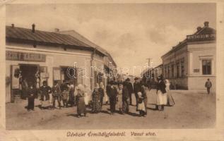 Érmihályfalva, Vasút street, shop of Károly Sziky, Trade and Industry Company (EB)
