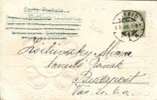 New Year, Emb. litho silk card