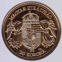 DN IV. Károly 20 korona aranyozott CuNi utánveret T:1 Tanúsítvánnyal