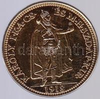 DN IV. Károly 20 korona aranyozott CuNi utánveret T:1 Tanúsítvánnyal