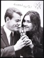 Pécsi Ildikó és Szűcs Lajos válogatott focista aláírt fotója, 24×18 cm