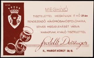 Meghívó a Fratelli Deisinger Kávé, Tea szaküzlet kávépróbakóstolójára