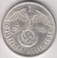 Német 3. Birodalom 1938A 5M Ag "Hindenburg" T:2 German Third Reich 1938A 5 Marks Ag "Hindenburg" C:XF