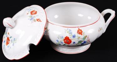 Pipacsos, jelzett Altrohlau porcelán levesestál / 
Altrohlau porcelain soup bowl, 30x20cm