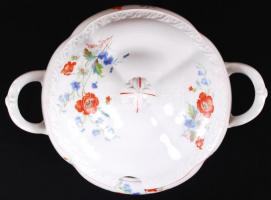 Pipacsos, jelzett Altrohlau porcelán levesestál / 
Altrohlau porcelain soup bowl, 30x20cm