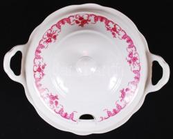 Virágos, jelzett, pajzspecsétes Zsolnay porcelán levesestál / 
Zsolnay porcelain soup bowl, 28x16cm