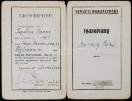 1945 Kétnyelvű Parasztpárt igazolvány