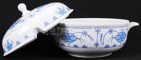 Porcelán tétel: 6db aranyozott szegélyű, jelzett kínai leveses tányér, Zsolnay leveses és húsos tál,...