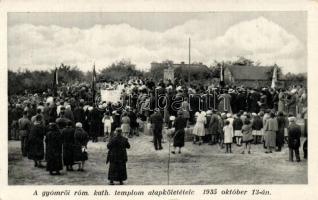 Gyömrő, róm. kat. templom alapkőletétele 1935. október 13. (gluemark)