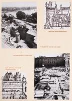 1950 Ásatások a Budai Várban. Hivatalos album 69db beragasztott, feliratozott fényképpel, térképmell...